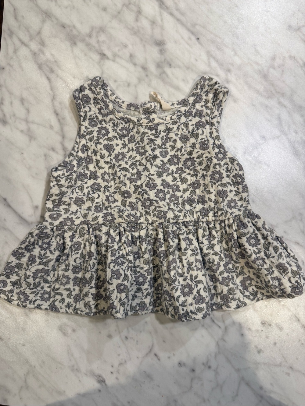 Quincy Mae 12-18 mo. Girls Floral Peplum Tank Top - Cream & Gray